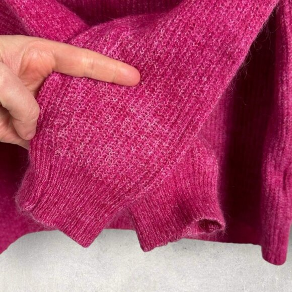 Sezane Trudy Ribbed Knit Sweater Pink Size Medium French Buttons Mohair Wool M - Picture 5 of 14